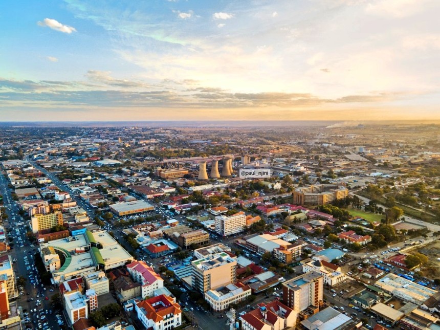 Vue panoramique de Bulawayo au Zimbabwe